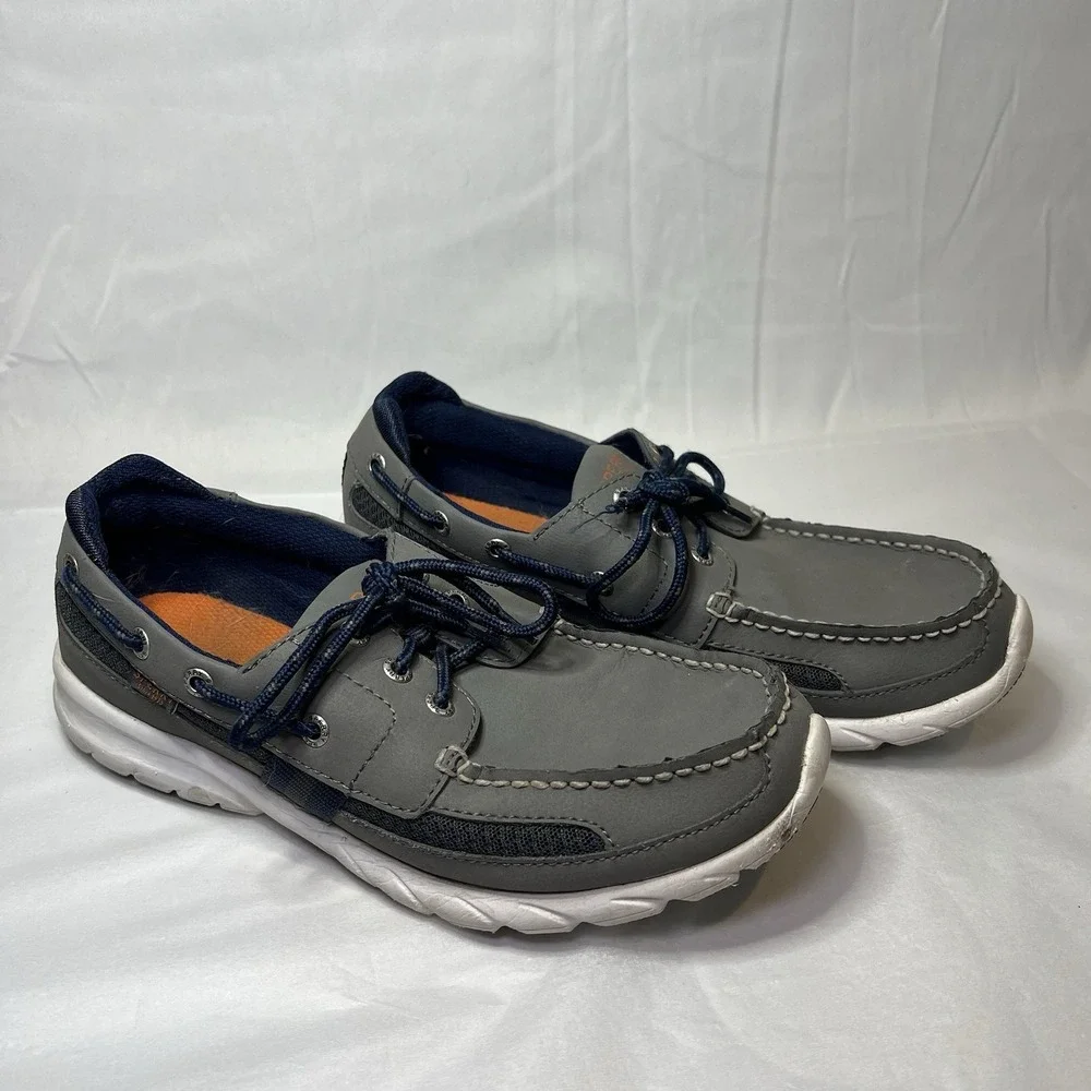 Sperry Boat Lite Gray Blue 3-Eye‎ Lace Up Boat Shoe Men 8.5 Medium Slip On Tie